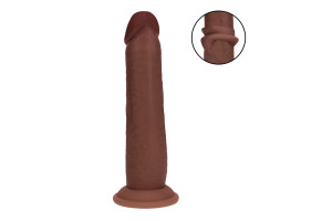 Realrock - Dual density sliding skin - Dildo i silikon - 8"/21cm - Brun
