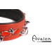 Avalon - DEFIANCE - Collar med Spisse Nagler og Røde Stener - Rødt og Svart