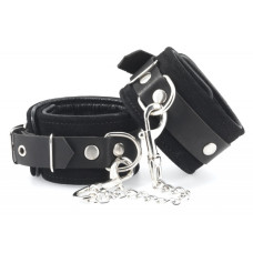 Rimba - Håndcuffs i lær, Sort - Semsket lær