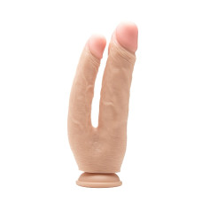 RealRock - 10" Dobbeldildo med Sugekopp, Lys Hudfarge