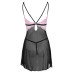 Cottelli Collection - Babydoll med blondeoverdel - Rosa/Sort