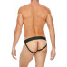 Ouch! Striped Front Zip Jock - Jockstrap - Bonded Leather - Sort