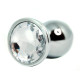 BQS - Buttplug i metall med Krystall - Klar - Large