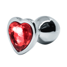 BQS - Buttplug med Hjertekrystall - Rød - Medium BQS - Buttplug med Hjertekrystall - Rød - Medium