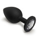 BQS - Sort Silikonbuttplug med Krystall - Klar - Small
