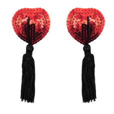 Erotisk - Nipplecovers med paljetter og sort dusk