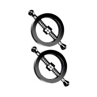 BQS - Runde brystklyper med fjæring - Sort