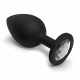 BQS - Sort Silikonbuttplug med Krystall - Klar - Medium