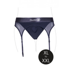 Ouch! Vibrating Strap-on Thong med Strømpebånd - XL/XXL