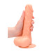 Realrock - Dildo med pung - 8inch/21,8 cm - Lys hudfarge