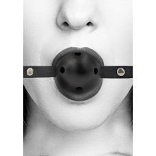 Ouch! Black & White - Ballgag med pustehull - Sort 