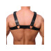 Red Leather - Bulldog Harness i sort lær med sorte detaljer - S/M